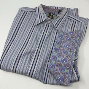 Robert Graham, mens designer dress/causal shirt XL. Flip Cuff Multicolor